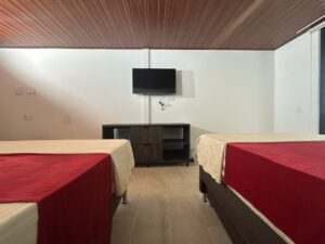 habitación Martín pescador, don dos camas y televisor